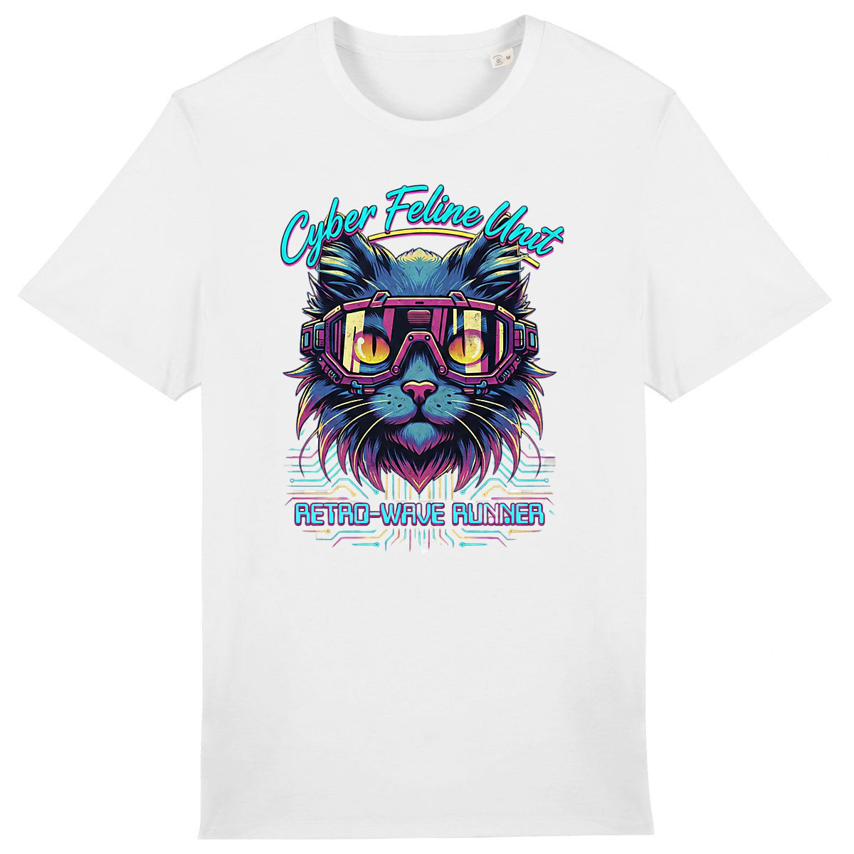 T-Shirt - BIOLOGIQUE- Cyber Cat Retro - Homme - front_1