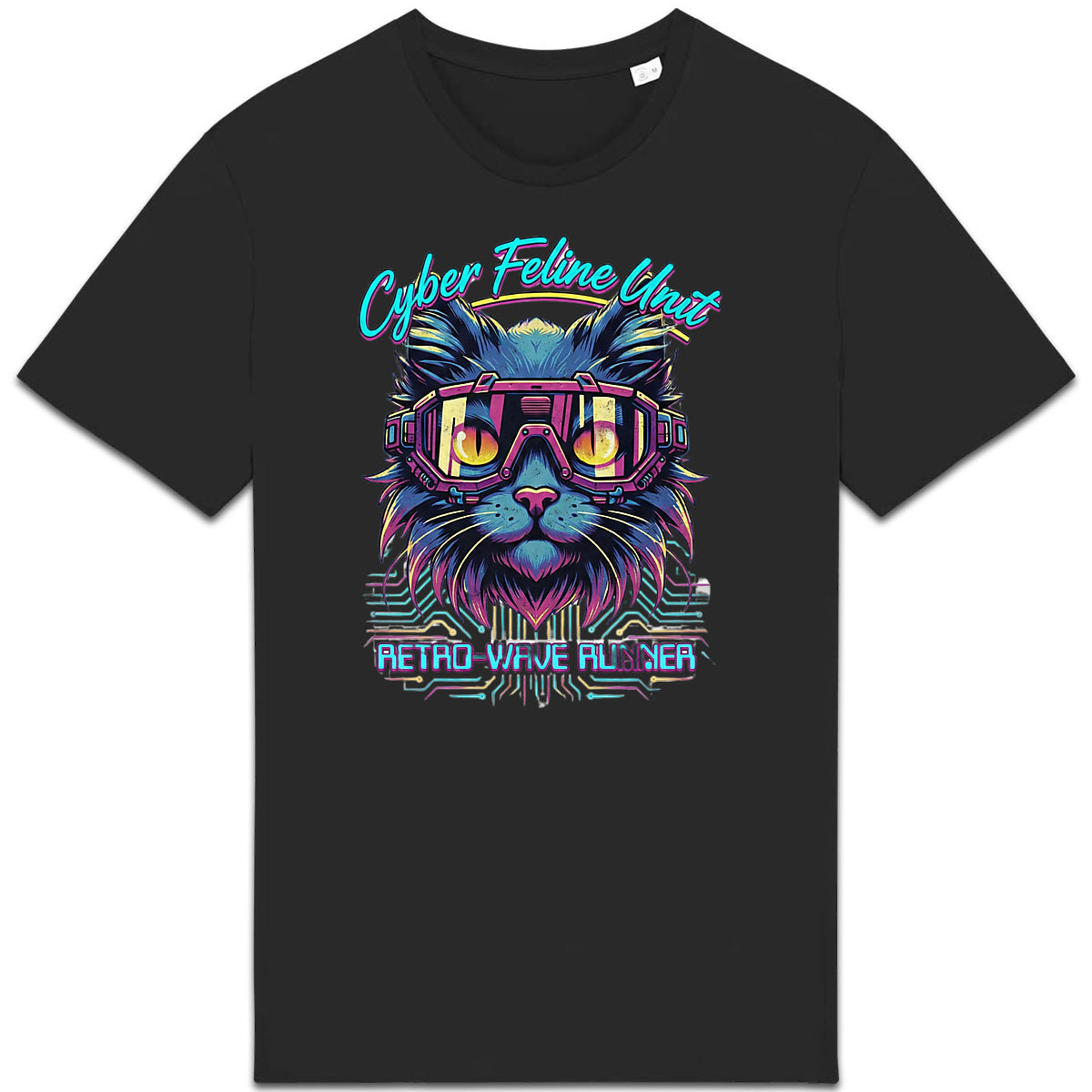 T-Shirt - BIOLOGIQUE- Cyber Cat Retro - Homme - front_1