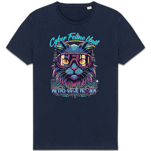 T-Shirt - ORGANIC- Cyber Cat Retro - Men - front_3