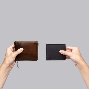 Papero light flat paper wallet raven with integrated RFID protection and coin compartment