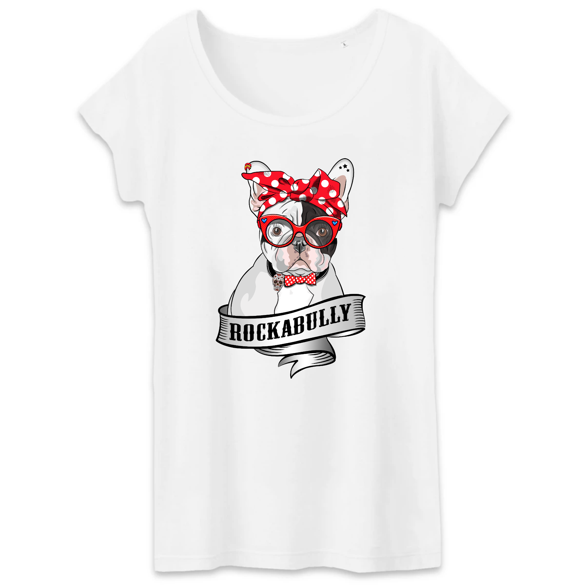 Tee-shirt-BIO-FRENCH BULLY ROCKERBULLY-Femmes